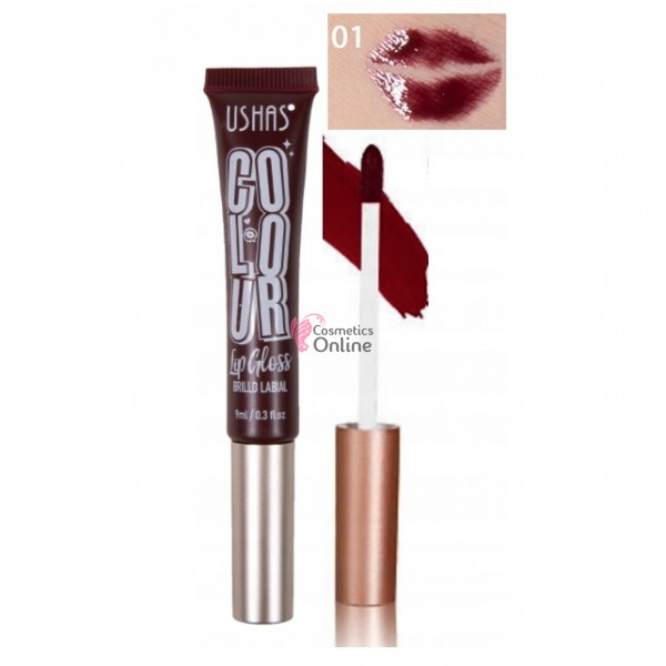 Gloss pentru buze USHAS Lip Gloss Brillo Lucios cu pensula de 9 ml LG01 Rosu Visiniu